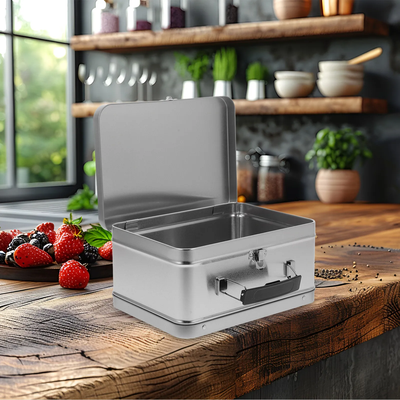 

Ретро-металлический ланч-бокс из жести, портативный герметичный контейнер для хранения еды большой емкости, подарочная коробка