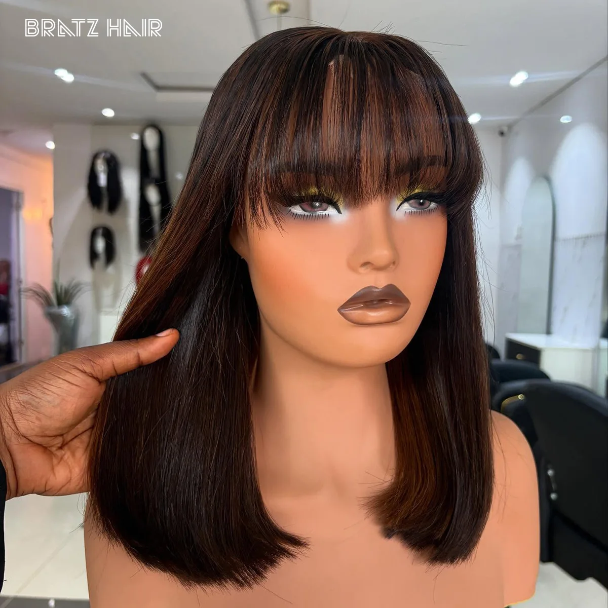 

2x6 Vietnamese Bone Straight Fringe Bob Wig Human Hair 13x6 13x4 Brown Highlights Bob Wigs Super Double Drawn 4x4 5x5 Bob Wigs