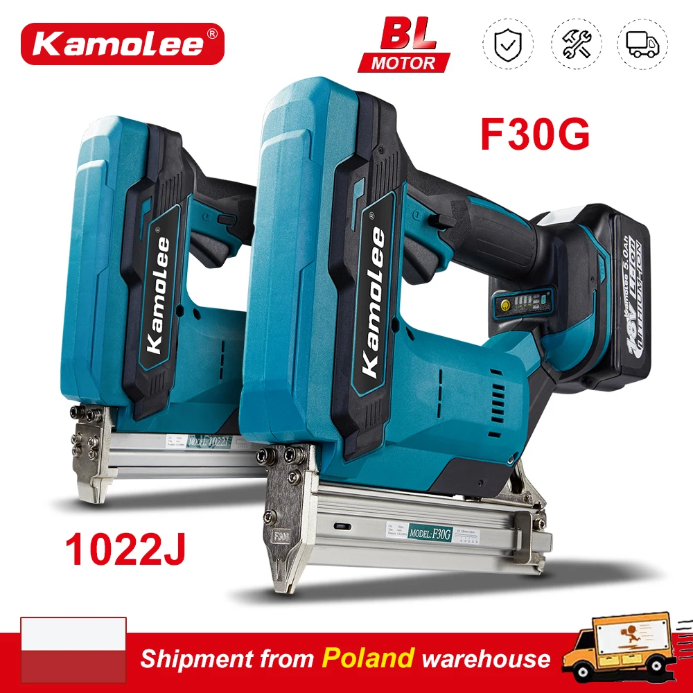 Kamolee Bürstenloser 1022J Elektrischer Beton-Nagler F30 Tacker Nagler Holzbearbeitung Lithium-Akku für 18V 21V