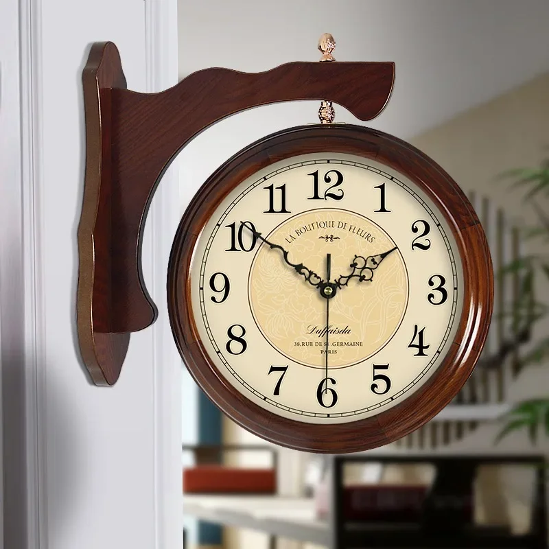 Double Sided Wall Clock Modern Wall Watch Silent Luxury Aesthetic Minimalist Large Clocks Elegant Living Room Watches Home Decor