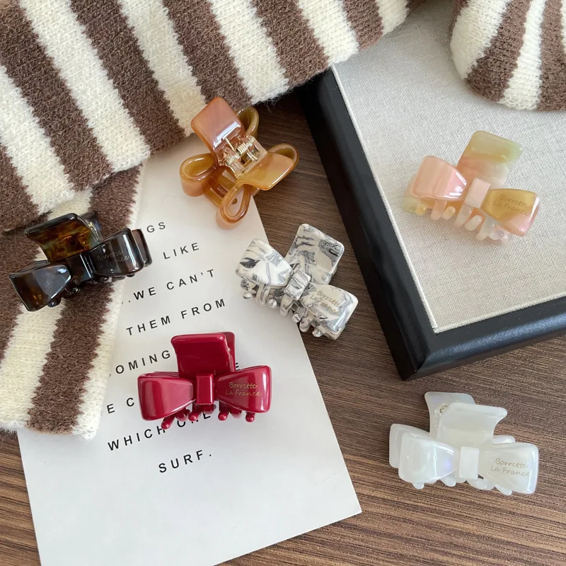 Acetate Bow Claw Clip – Small Shark Clip for Half-Up Styles and Updos; Sophisticated Hair Accessory