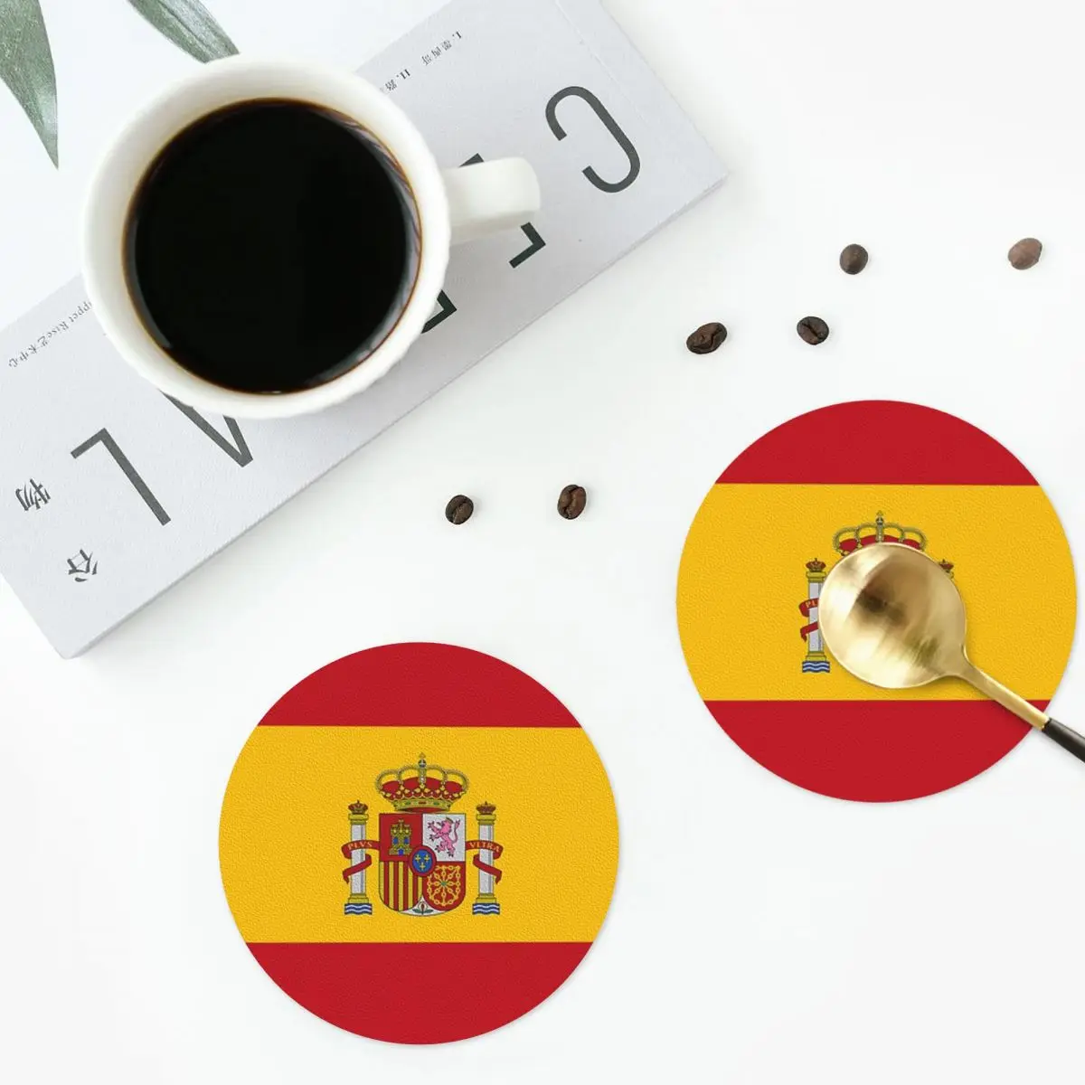 

Подставки с флагом Испании, кухонные салфетки, водонепроницаемые изоляционные коврики для чашек, кофейные коврики для декора, домашняя посуда, подушечки из 4 шт.