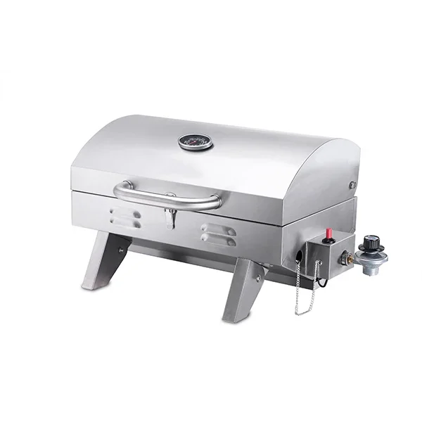 Portable Stainless steel gas BBQ Grill With Lid Barbecue Grill Stove With Stainless Steel Cover Gas Grill Net Fast Heating