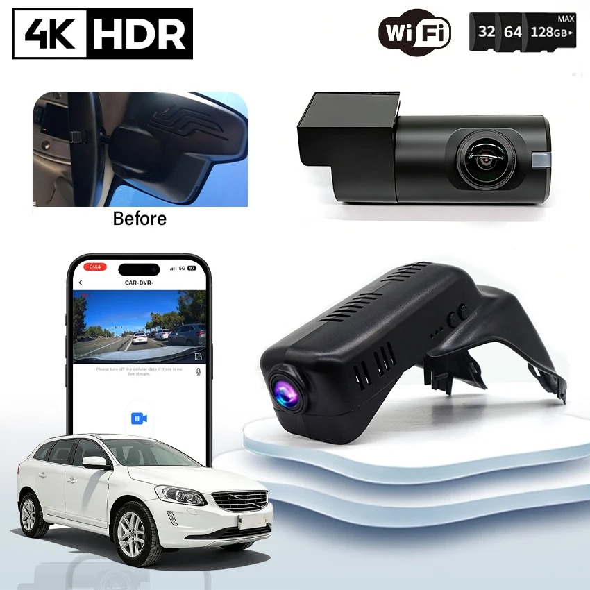 For Volvo XC60 2014 2015 2016 2017 Plug and play 4K Dash Cam for Car Camera Recorder Dashcam WIFI Car Dvr Recording Devices