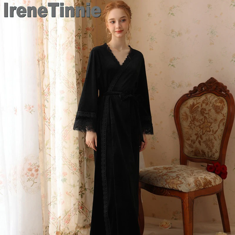 

IRENE TINNIE Winter Woman Nightdress Female Elegant Nightgown Comfortable Robe Home Clothing Red Wedding Long Sleeve Nightwear