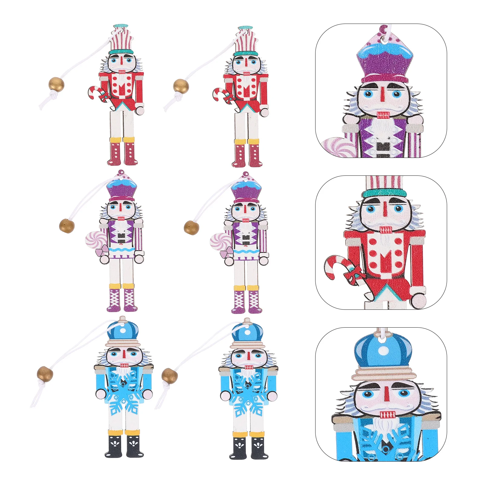 

9Pcs Hanging Wood Nutcrackers Decor Christmas Pendant - Unique Hand-Painted Nutcracker Ornament for Xmas Party Scene Layout