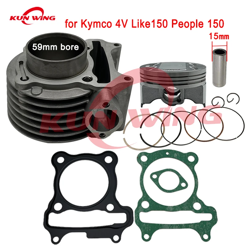 

59mm Bore Cylinder Piston Kit for Kymco 4V Kcc Acc 150 Racing 150cc Dynamic Li G150 G5 Like150 People 150 12100-LEB1-90B LFE2