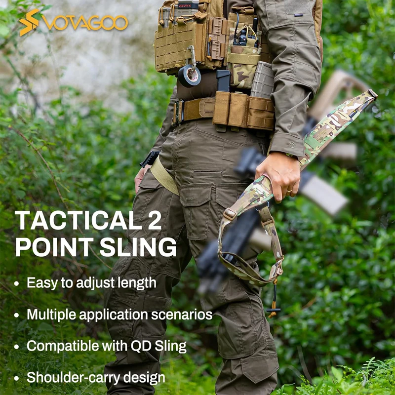 QD 슬링 2 포인트 슬링 회전 HK 후크 소프트 숄더 패드가있는 빠른 조정 건 슬링, 사냥 전술 스트랩 용 라이플 슬링