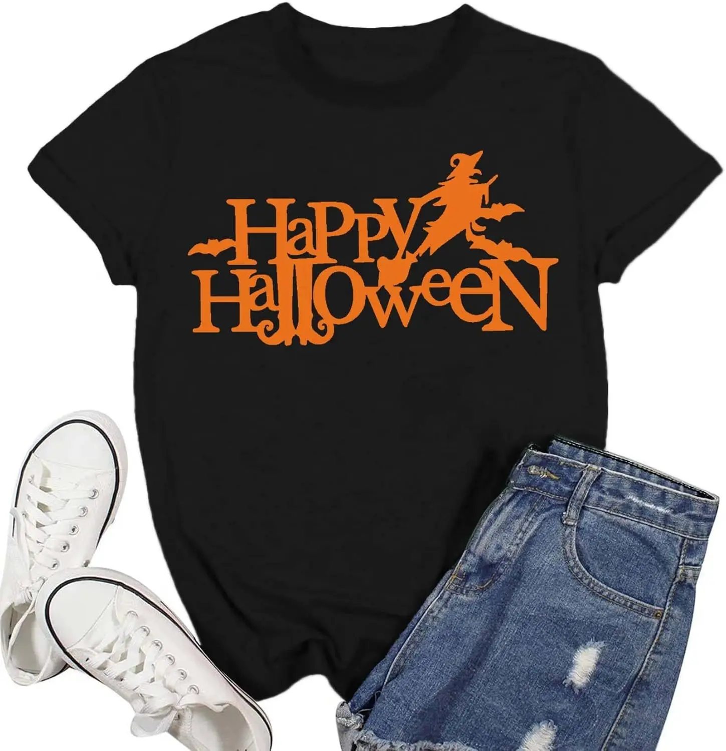 Halloween Shirt Women Witch Letter Print T-Shirt Hocus Pocus Halloween Party Tee Tops