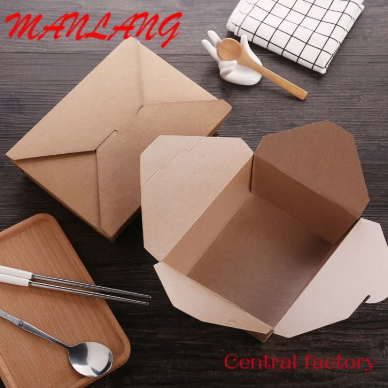 Custom  Biodegradable Logo Printing Compostable Take Away Lunch Paper Box Pla Coating For Fast Food Packaging 300pcs Per Carton