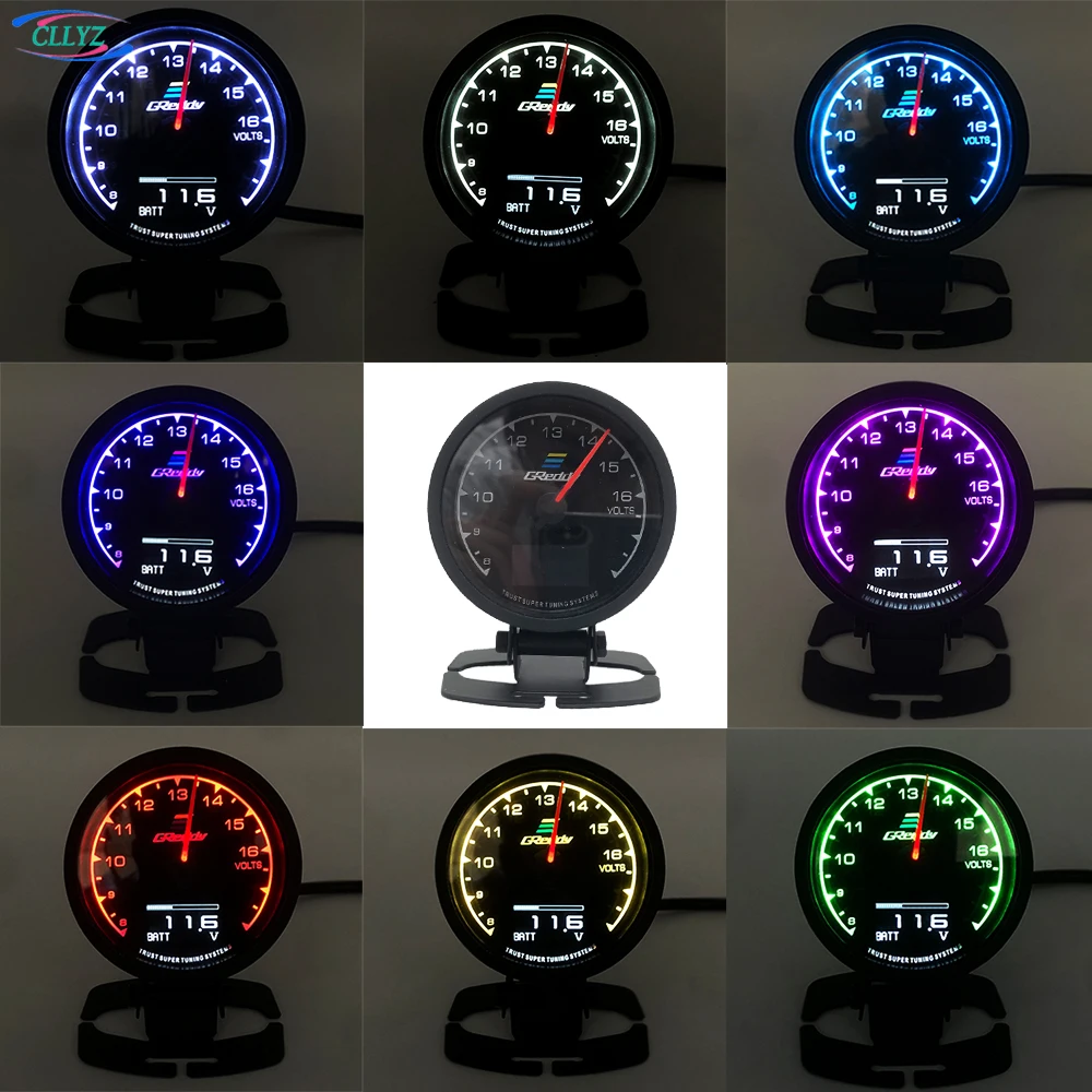 

GR**di 7-Color LED Digital Display Racing Instrument 2.5 Inch/62MM Water Temperature Turbo Oil Temperature Oil Pressure Gauge