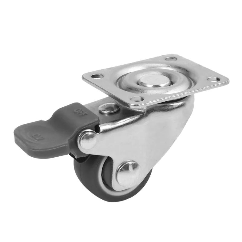 

ABGE-16 Pack 1 Inch Low Profile Casters Wheels Soft Rubber Swivel Caster With 360 Degree Top (8 With Brakes & 8 Without)