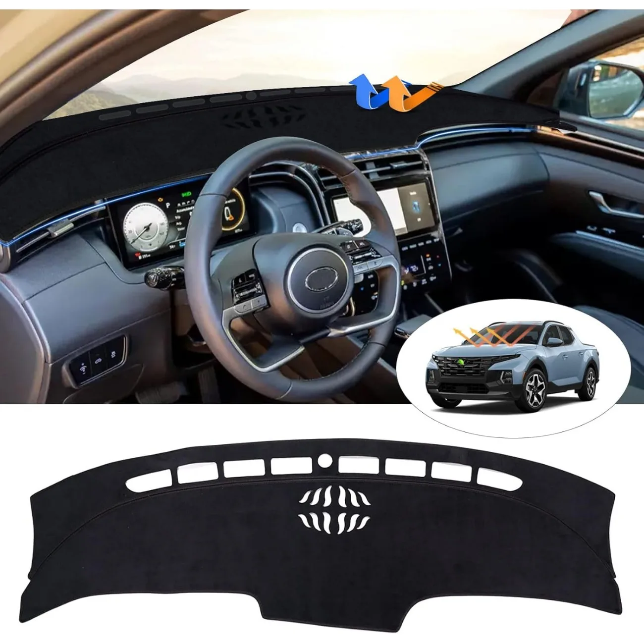 

Dashboard Cover Mat for Hyundai Santa Cruz 2022 2023 2024 Accessories Dash Cover Mat Sunshade Glare UV Rays Protector Interior