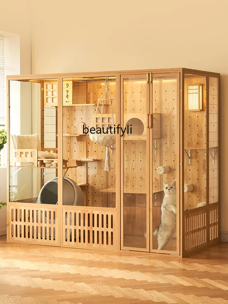 Large Cat Villa  House Home Luxury  Cage Indoor Cattery Villa Panoramic Glass Cat House