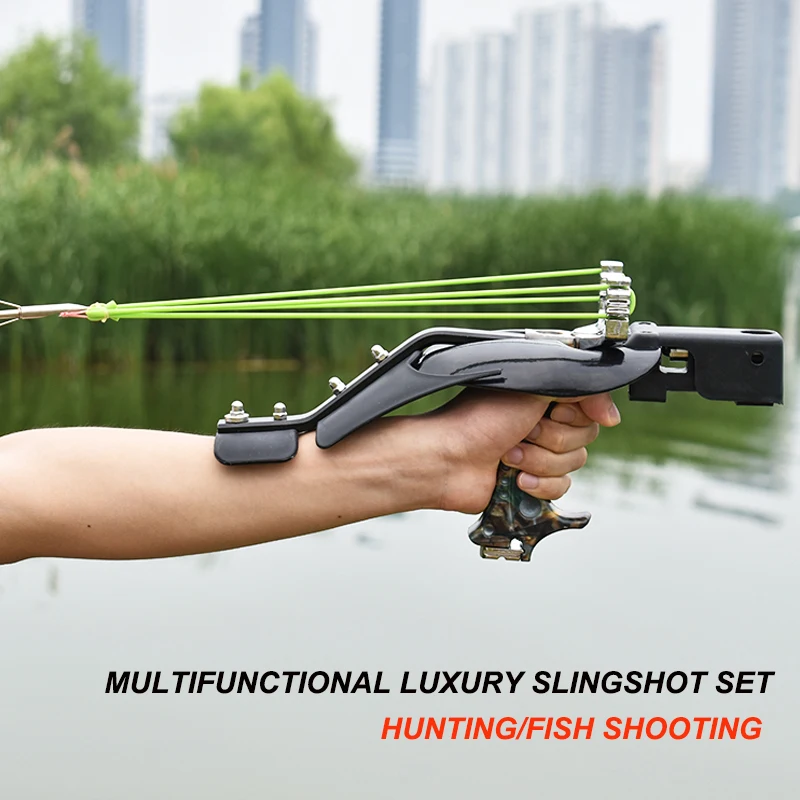 Luxury Hunting/Fish Shooting Multifunctional Handheld Slingshot Infrared Laser Aiming Sling High Power Strength Slingshot Set