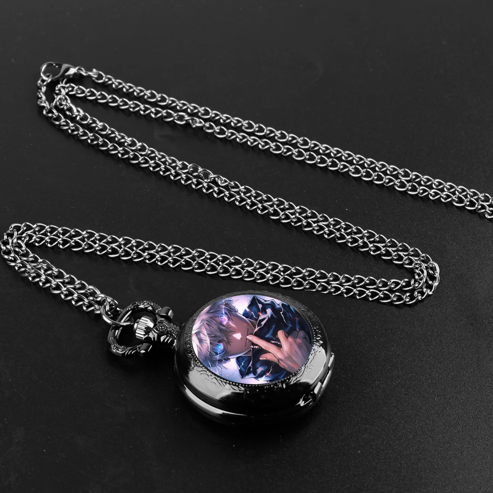 Reloj de bolsillo de cuarzo con diseño de Anime Satoru Gojo para hombres y mujeres, pulsera con cadena duradera, esfera de números árabes, cúpula de cristal, regalos creativos