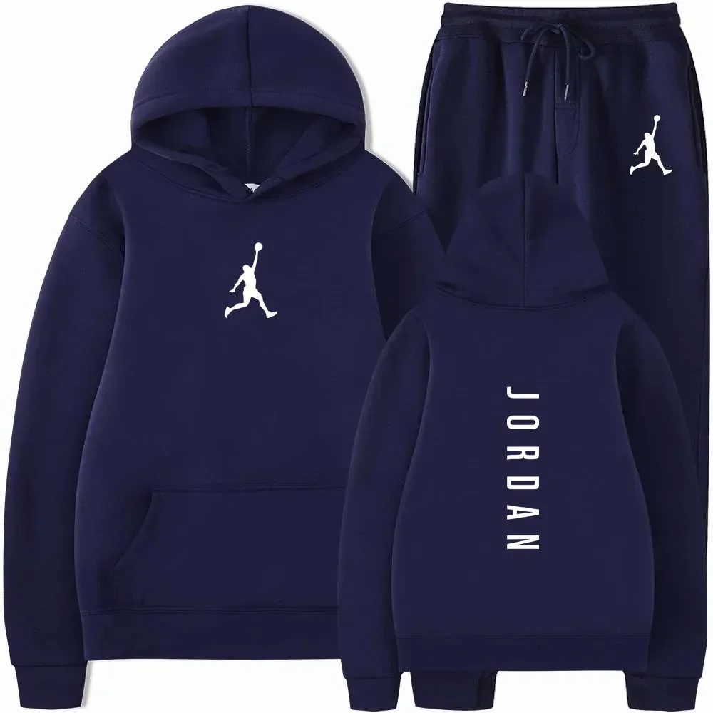 

2025 Spring and autumn outdoor fitness basketball casual sportwear set fashion men's hooded jumper + jogging pants two-piece set