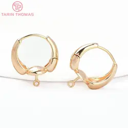 (4739) 4PCS 16.5x14MM 24K Gold Color Brass Half Pin Earrings Clip High Quality DIY Jewelry Making Finding Accessories Wholesales