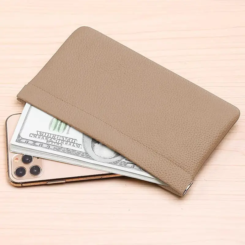 1/5Pcs Self-closing PU Leather Long Wallet Passport Driver's License Document Holder Data Cable Cosmetic Bag Storage Clutch Bag