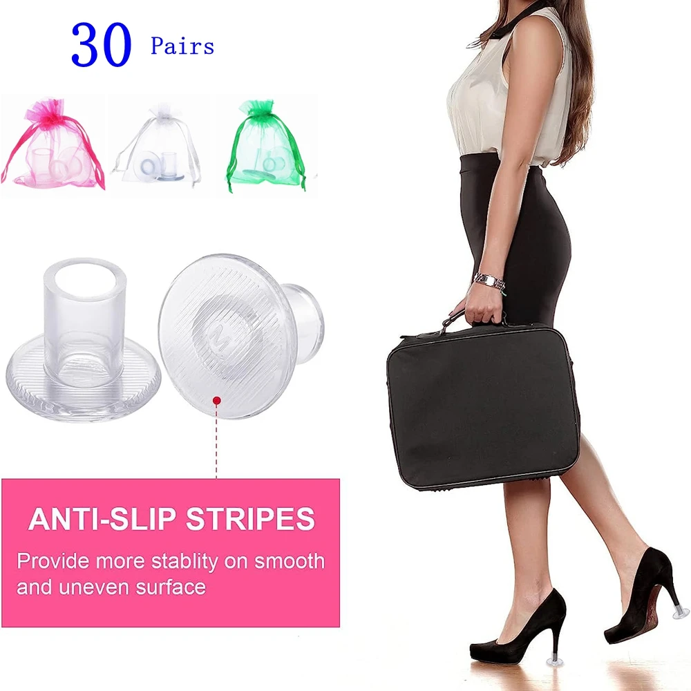 

30 Pairs/Lot Antislip High Heel Protectors High Heels Round Protective Stoppers Wearable Silence Heel Cover Shockproof Accessory