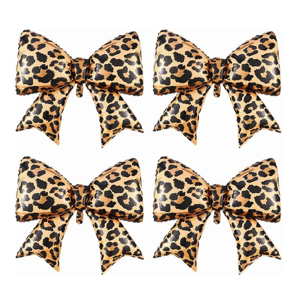 Baby Nursery Jungle Theme - Giant Leopard Print Bowknot Matte Foil