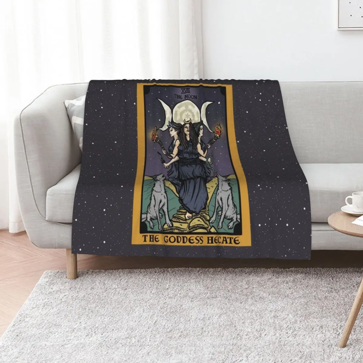 Hecate Triple Moon Goddess of Witchcraft and Magick Witch Hekate Wheel Tarot Card Throw Blanket Decoratives Custom Blankets