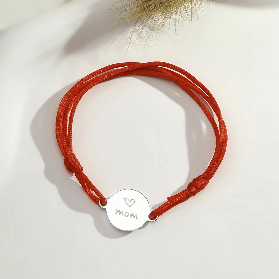 Stylish Multilayer Weaven String Bracelet Women Stainless Steel Round Plaque Adjustable Braslet Mother's Day Perfect Gift Joias