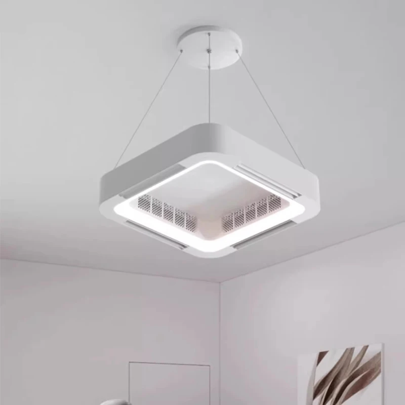 Imagem -04 - Aipaite-modern Minimalista Led Bladesess Fan Light Quadrado Branco e Redondo Iluminação Home Decor para Sala de Estar Quarto e Sala de Jantar