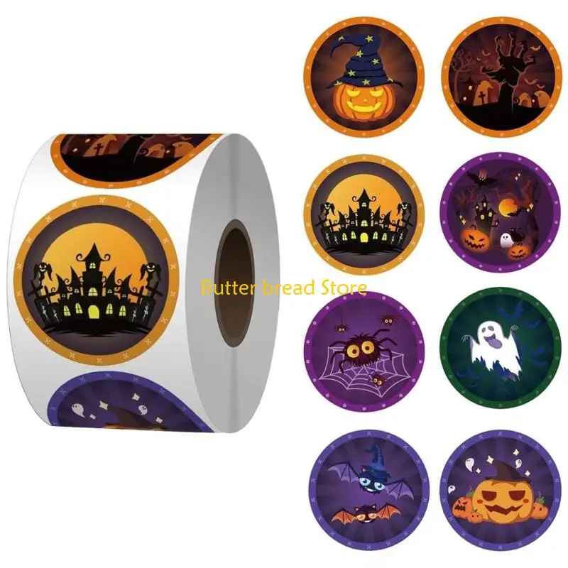 W89C Halloween Sticker Labels Decorative Sticker Pumpkin Sticker Scrapbook Sticker