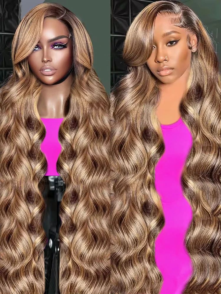 

40 Inch Honey Blonde Body Wave 13x4 Glueless Wigs Human Hair Brazilian Pre Cut Lace 7x5 Highlight Human Hair Wigs For Women 250%