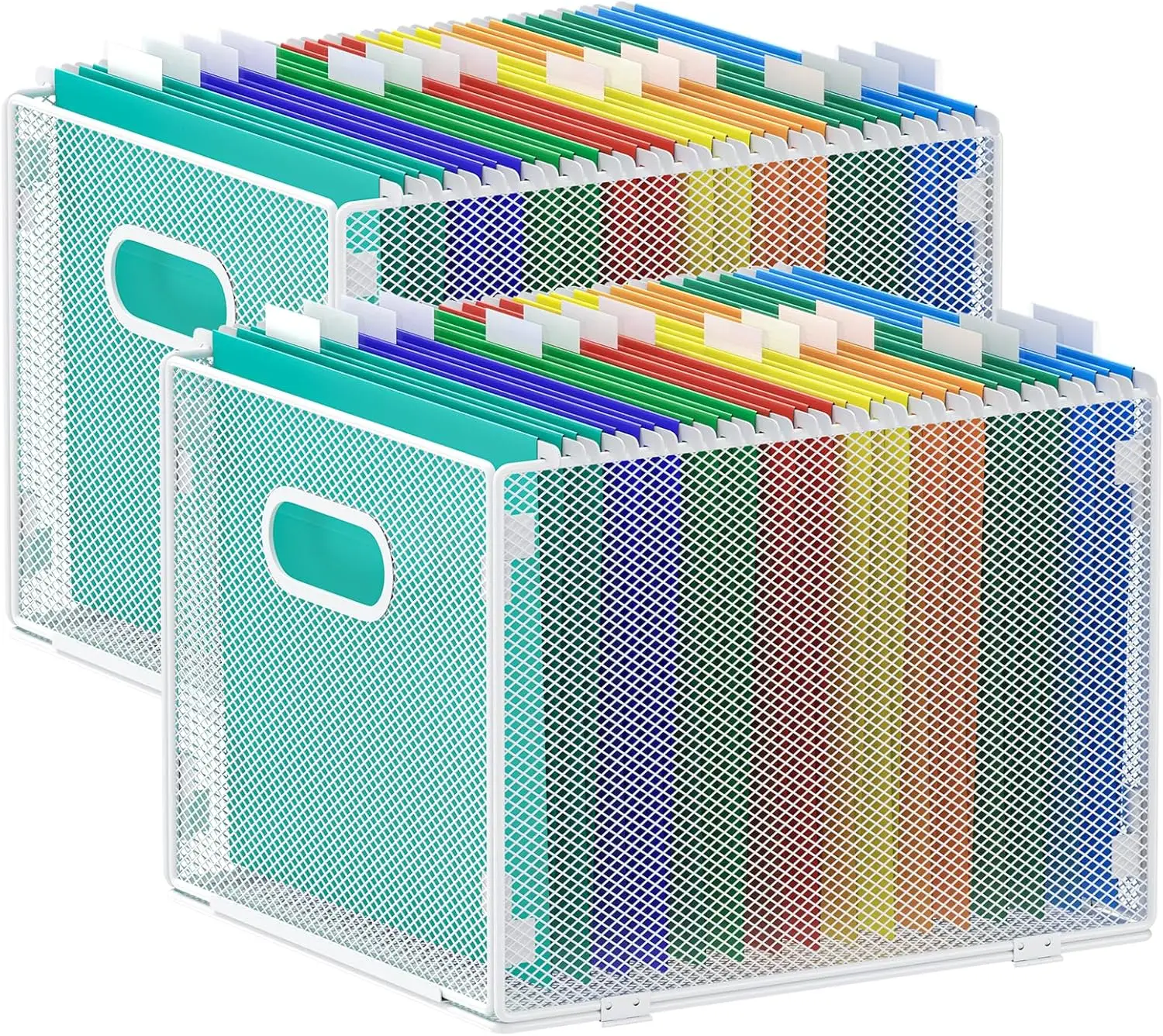 

2 Pack Mesh Hanging File Organizer, Letter Size White Storage Box for Cabinet Filing