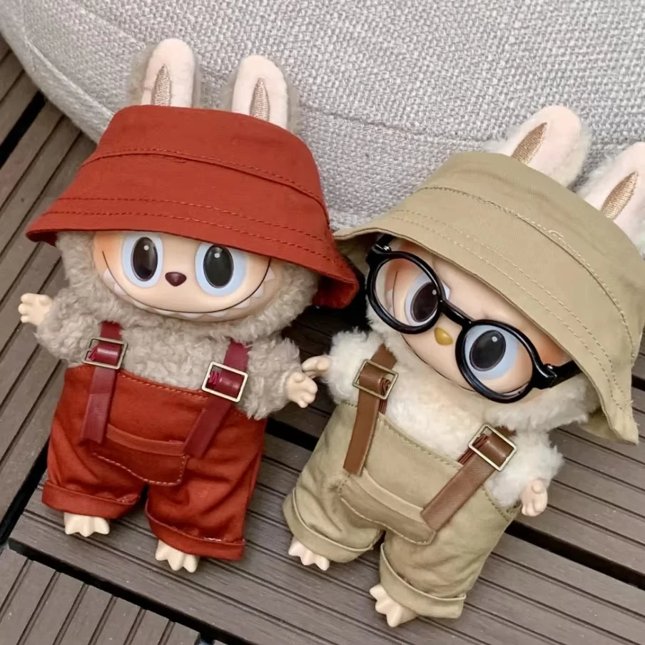 17cm Labubu 옷 귀여운 마카롱 애니메이션 인형 고품질 수제 옷 복장 액세서리 세트 장식 소녀 선물 인형 없음