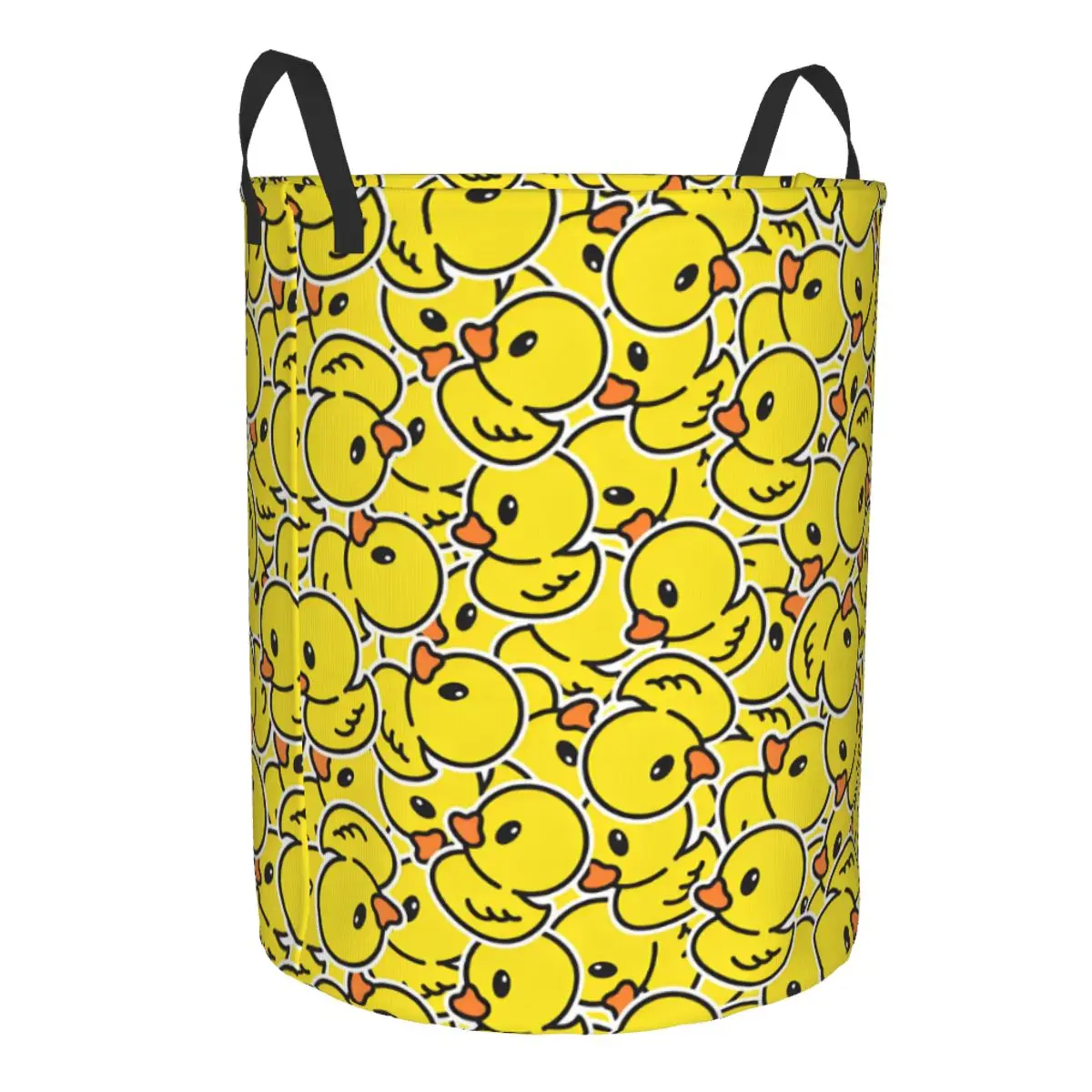 Custom Rubber Duck Bathing Cartoon Pattern Laundry Basket Foldable Large Capacity Clothes Storage Bin Baby Hamper