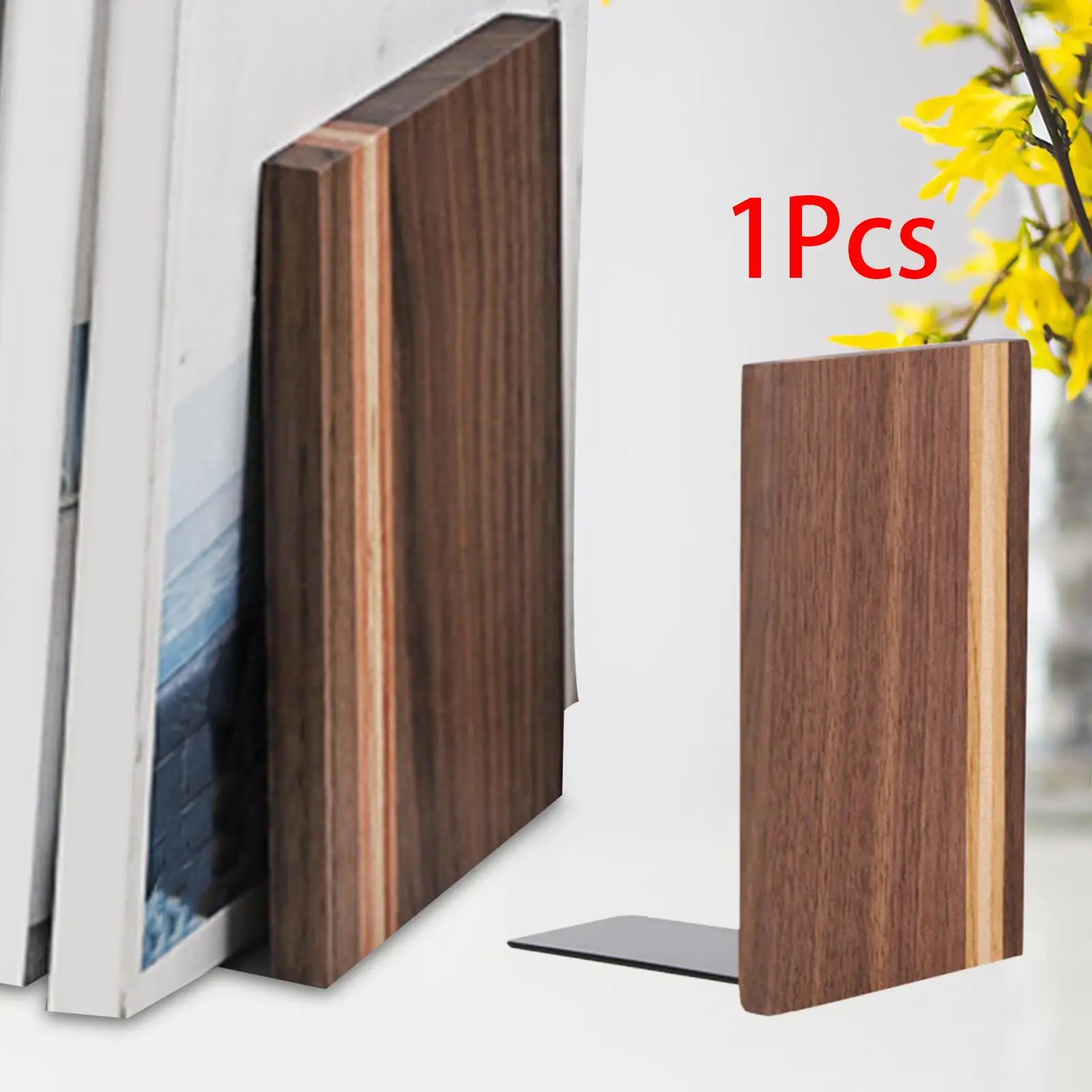 Wooden Bookend Books Stopper Book Holder Shelf Organizer for Home Bookshelf