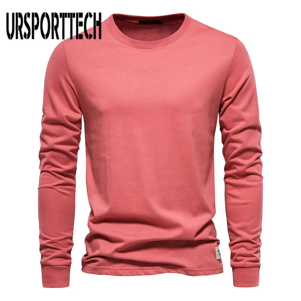 100% Cotton Long Sleeve T shirt For Men Solid Autumn Casual Mens T-shirts High Quality Male Tops Classic Clothes Men's T-shirts