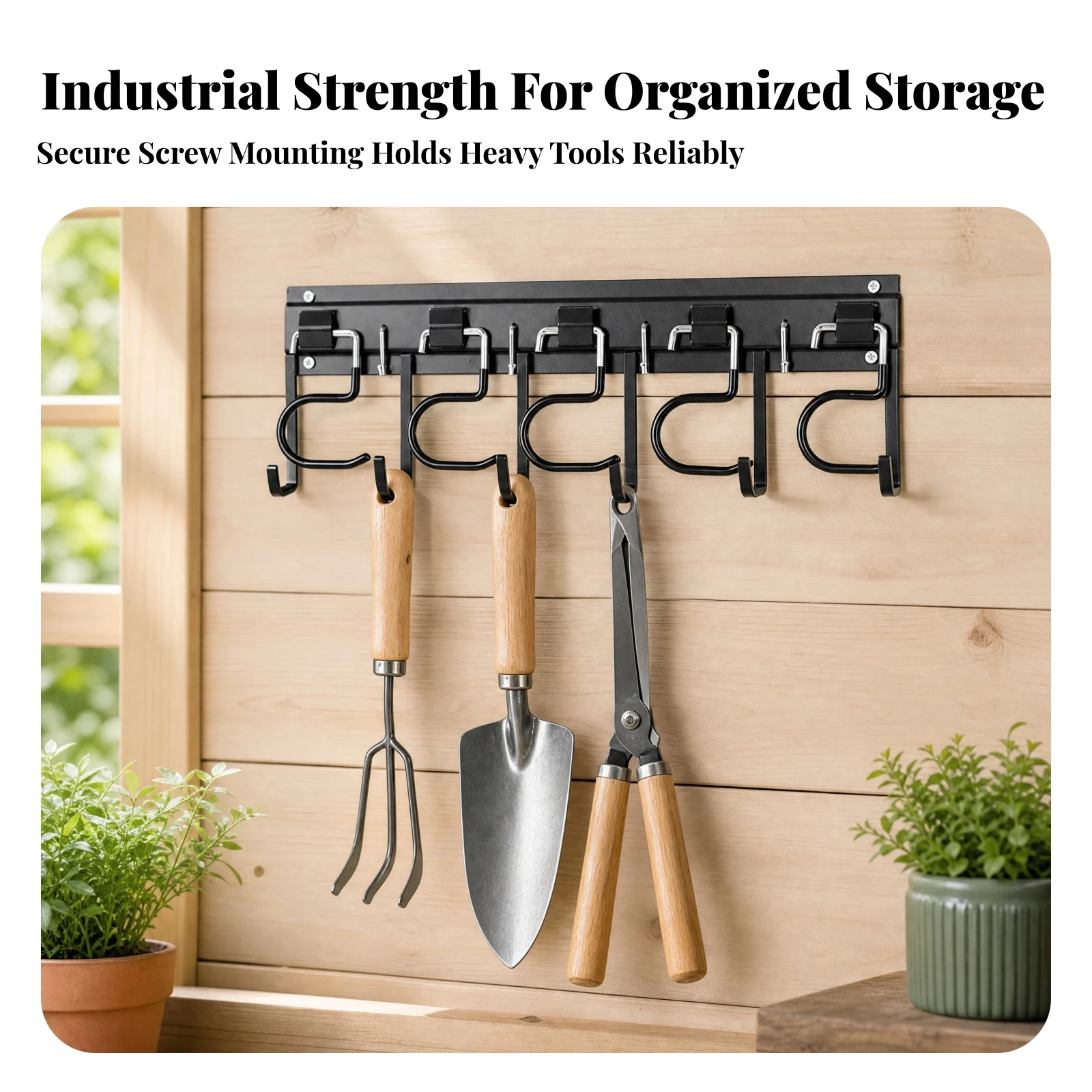 Tool Organizer Rack Heavy-Duty Wall-Mounted Tool Rack Broom and Mop Holder Adjustable Mop and Broom Holder Easy Install
