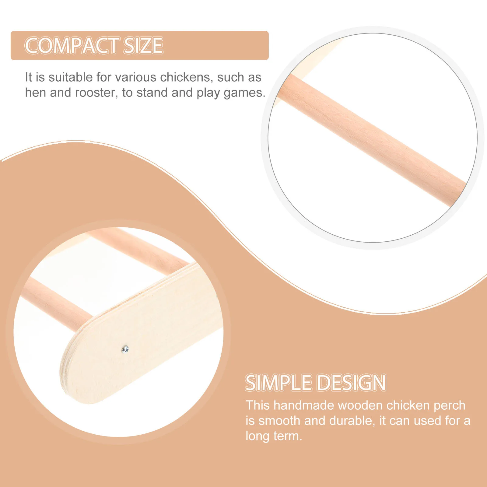 

Chicken Perch Handmade Wooden Hen Rooster Stand Durable Frame Exercise Rack Pet Bird Activity Standing Rod