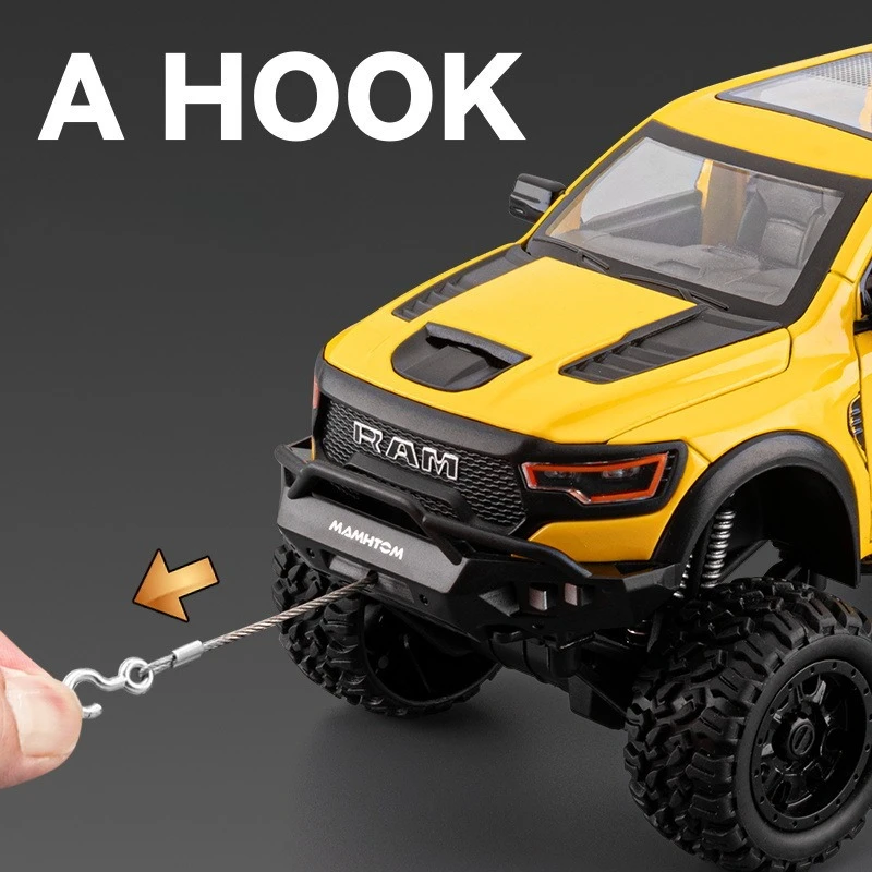 1:24 DODGE tyrannosaure RAM 1500 REX alliage pick-up modèle de voiture moulé sous pression en métal véhicules tout-terrain modèle de voiture son lumière enfants jouet cadeau