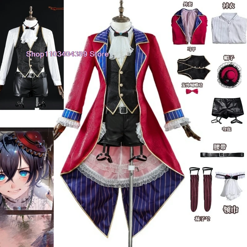 

New Cosplay Anime Comic Bathory Cosplay Costume Bathory Red Uniform Hat Stockings Headwear Suit Halloween Party Con Costumes