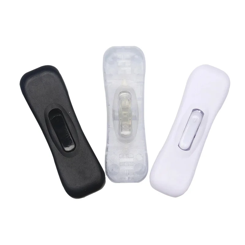 

304 Светодиодная лампа Полупожарный рокер Вкл. Выкл. Кнопка переменного тока Кабель питания Разъем онлайн-переключателя Белый Черный Прозрачный E2