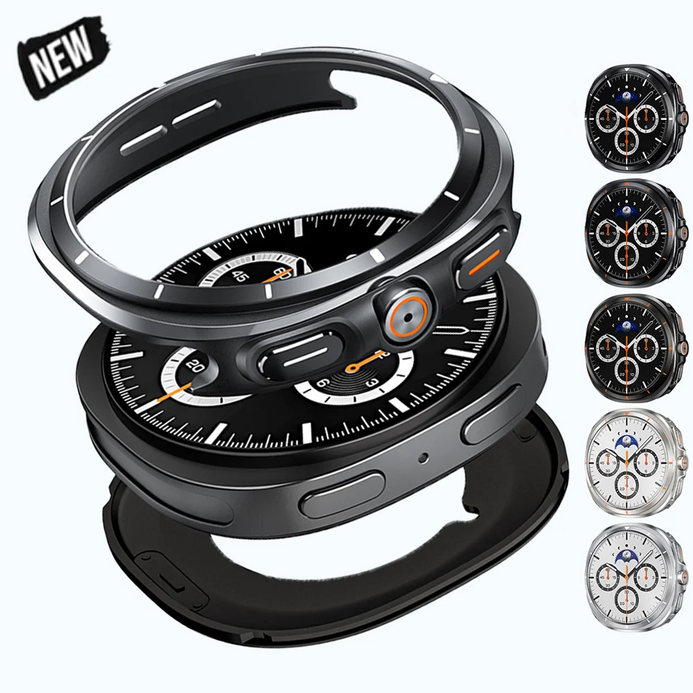 Robuste Hülle, kompatibel mit Samsung Galaxy Watch 8 40 mm 44 mm, mit Rückseite aus Metall, ultradünn, stoßfest, Schutzhülle