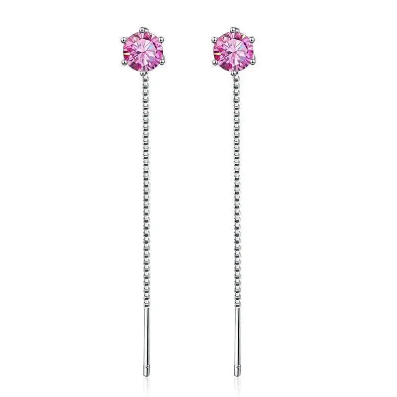 S925 Silber Lange Lineare Hängeohrringe mit Rundschliff D VVS1 Moissanit Sonnenblumen-Design und Pavé-Tenniskette, Edle Schmuckstücke – Detail 5
