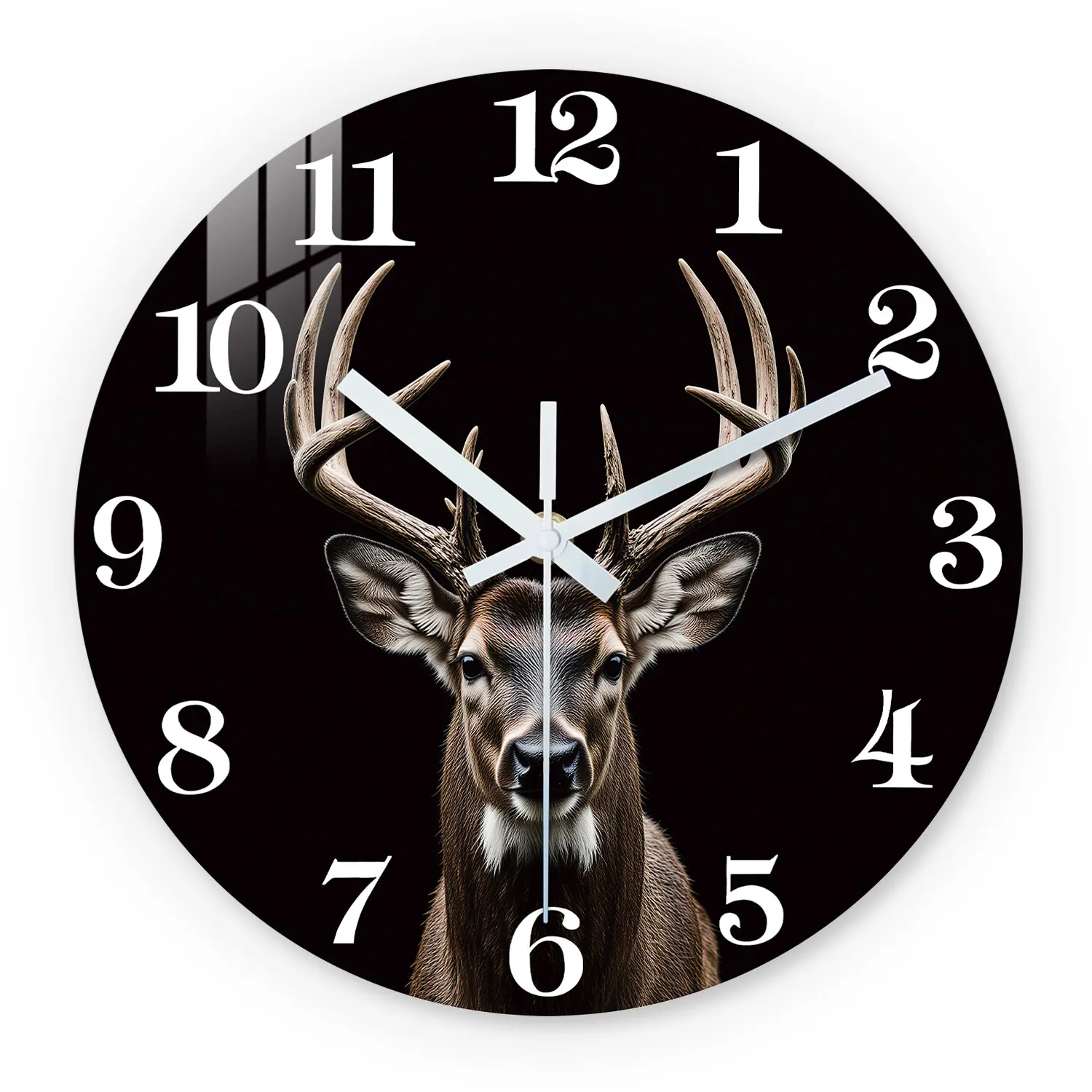Wooden Wall Clock with Deer Motif, 10-24inch Silent Wall Clocks, Aa Battery Powered, Suitable for Living Room, Bedroom, Office, (Batteries Not Included) (Mother's Day, Easter, April Fool's Day)