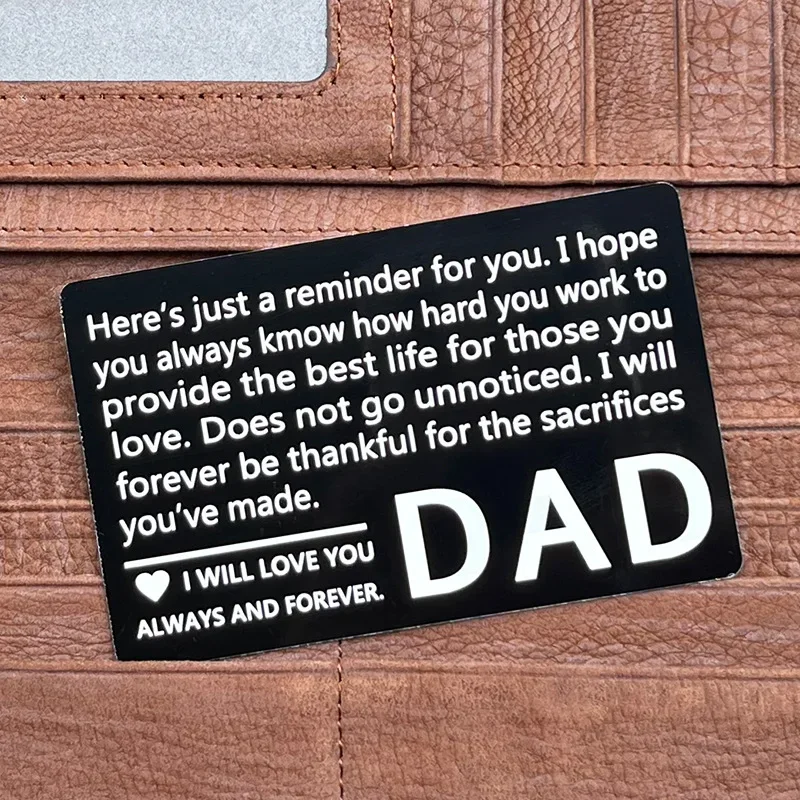 

Wallet cards can be customized with lettering I WILL LOVE YOU as a gift to my father