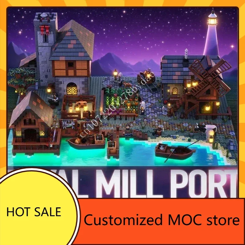 

5069 шт. классический средневековый мельница порт MOC головоломка StreetView CityArchitecture креативный день рождения DIYA сборка Рождественский подарок детский возраст
