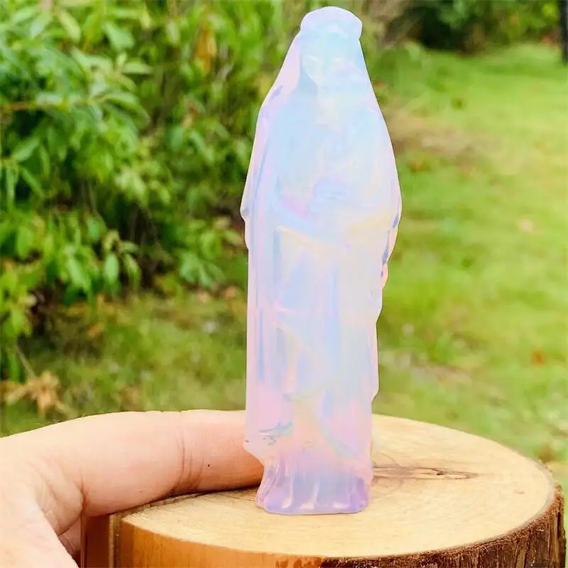 10CM Natural Madonna Carving Handmade Carved Crafts Figurine Healing Fengshui Ornament Room Decor Gift 1PCS