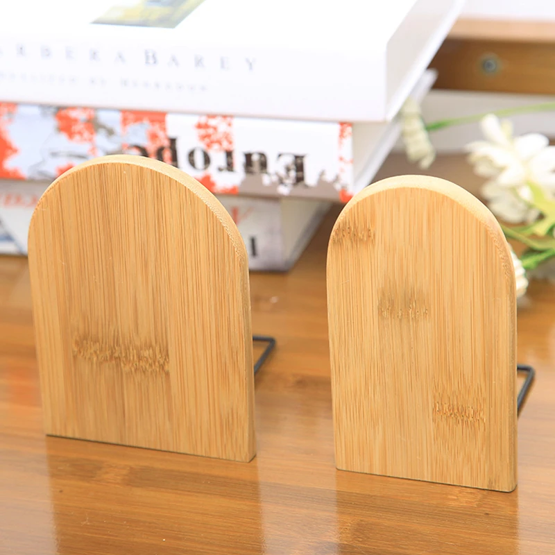 Nature Bamboo Desktop Organizer Office Home Bookends Book Ends Stand Holder Shelf Bookrack