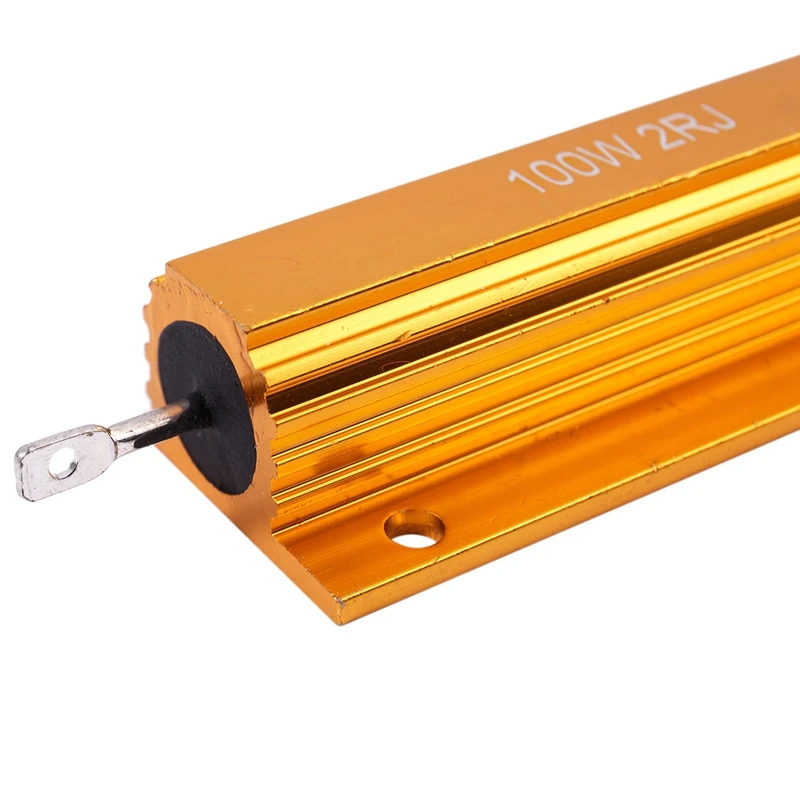 4X ouro alumínio folheado poder resistência resistor 100W, 2 ohms 2R