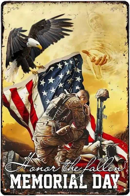 Veterans Day Decorations Tin Sign Veteran Honor The Fallen Memorial Day for Office or Home Decor 12x8 inch Patriotic Gift f sign