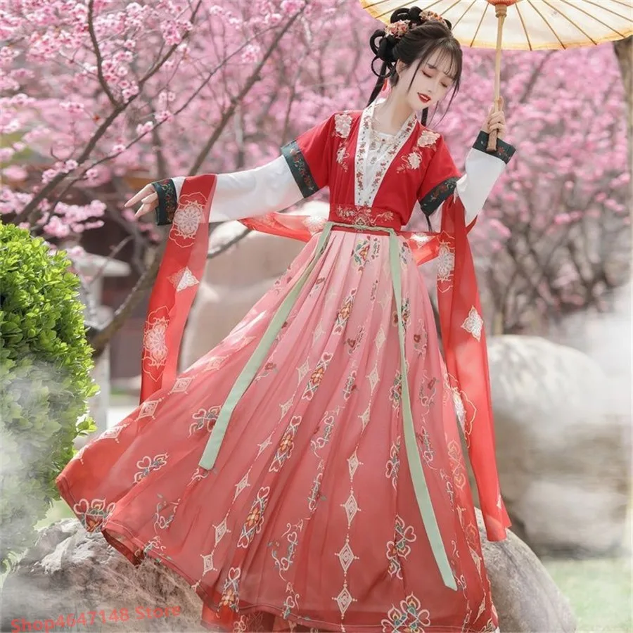 Chinese Style Elegant Hanfu Dress Set Cosplay Fairy Costume Dress song Dynasty Traditional Women Vintage Princess Dance Robes